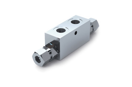 Клапан (Гидрозамок) двусторонний VBPDE 1/4"L 2CEХC с трубными фитингами (V0090)
