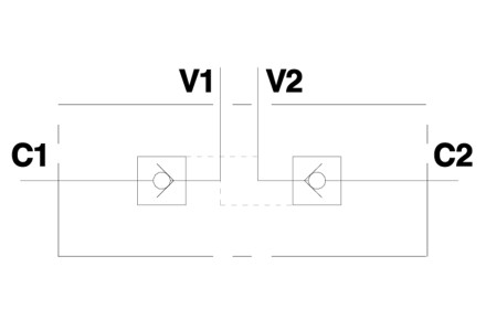 Клапан (Гидрозамок) двусторонний VBPDE 3/8"L 2CEХC с трубными фитингами (V0110)