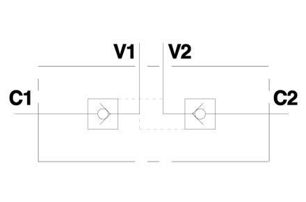 Клапан (Гидрозамок) двусторонний VBPDE 3/8''L SC с поворотным штуцером banjo (V0112)