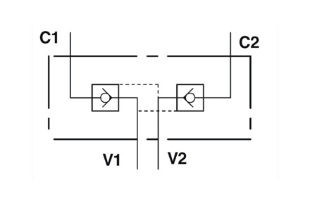 Клапан (Гидрозамок) двусторонний фланцевого монтажа VBPDE 3/8 FL - L3=62 (V0187)